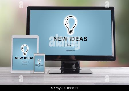 New ideas concept shown on different information technology devices Stock Photo