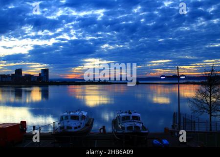 Night scene from Leith harbour Stock Photo