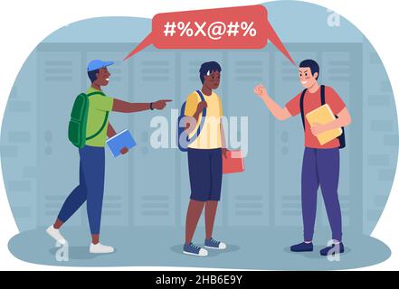 Teen bullying 2D vector isolated illustration Stock Vector