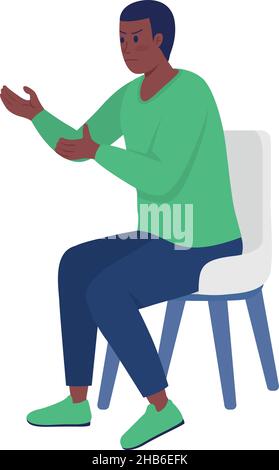 Irritated male pupil semi flat color vector character Stock Vector
