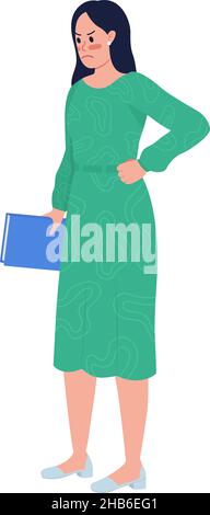 Annoyed female teacher semi flat color vector character Stock Vector