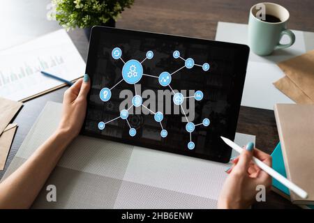 Business and manufacturing process automation. Workflow optimization. Stock Photo