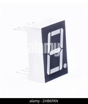 Seven-segment LCD display with dot for electronic devices and arduino kits isolated on white background Stock Photo