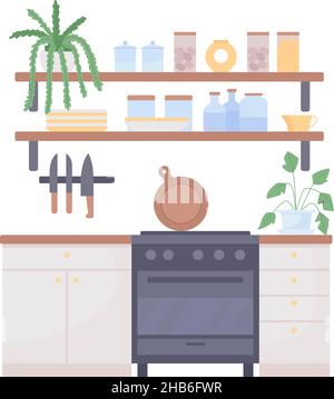 Scandinavian style kitchen semi flat color vector item Stock Vector