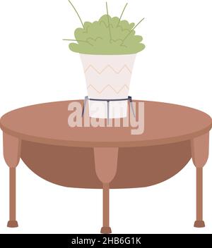 Coffee table with houseplant semi flat color vector item Stock Vector