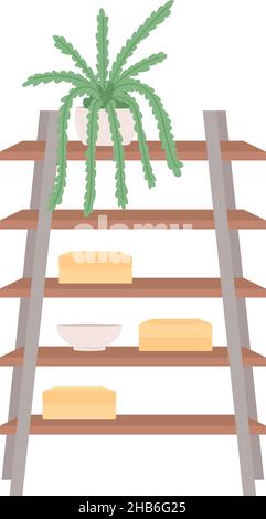 Kitchen shelves semi flat color vector item Stock Vector