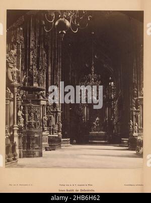 Interior of St. Stephen's Cathedral in Vienna, Innere Ansicht der Stefanskirche (title on object), M. Frankenstein & Co. (mentioned on object), publisher: A. & V. Angerer (mentioned on object), Stephansdom, publisher: Vienna, c. 1875 - c. 1900, cardboard, albumen print, height 223 mm × width 195 mm Stock Photo