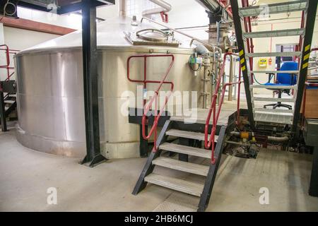 A mash tun container at the Glenkinchie Whisky Distillery in East Lothian, Scotland, UK Stock Photo