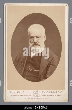 Portrait of Victor Hugo, Portrait of the French writer Victor Hugo, Carjat et Cie. (mentioned on object), Paris, c. 1870 - c. 1890, paper, albumen print, height 140 mm × width 96 mmheight 163 mm × width 107 mm Stock Photo