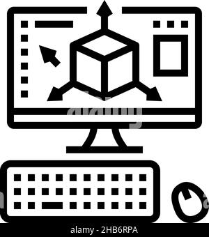 3d modeling characters line icon vector illustration Stock Vector Image ...