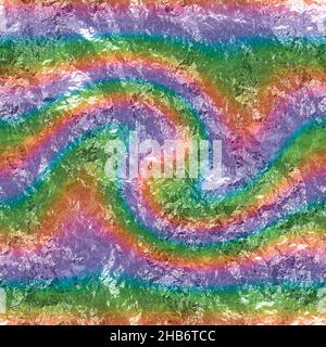 Scrunchy Crunchy Rough Foil Seamless Texture Pattern in light pastel Rainbow Swirl Stock Photo