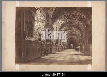 Interior of the Sistine room in the Vatican Library, Vatican City, Gustave Eugène Chauffourier (attributed to), Biblioteca Apostolica Vaticana, c. 1875 - c. 1900, photographic support, albumen print, height 266 mm × width 354 mm Stock Photo