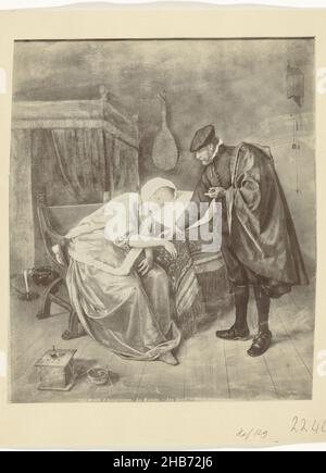 Photoreproduction of the painting The Sick Woman by Jan Steen, Musée d'Amsterdam. La Malade. - Jan van Steen. - Ecole hollandaise (title on object), anonymous, after: Jan Havicksz. Steen (mentioned on object), Amsterdam, publisher: Paris, 1867 - 1880, paper, cardboard, albumen print, height 265 mm × width 223 mmheight 314 mm × width 262 mm Stock Photo