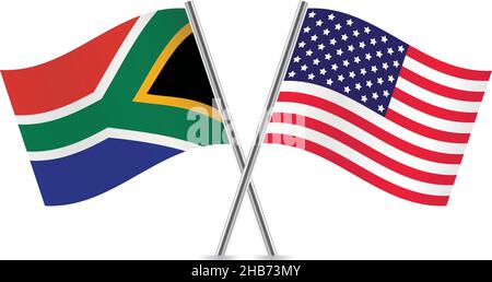 America and South Africa flags. Vector illustration. Stock Vector