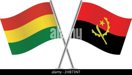 Bolivia and Angola flags. Vector illustration. Stock Vector