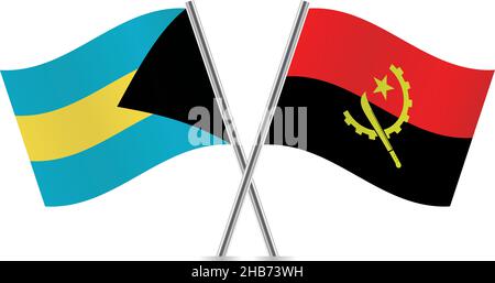 Bahamas and Angola flags. Vector illustration. Stock Vector