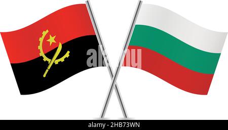 Angola and Bulgaria flgs. Vector illustration. Stock Vector