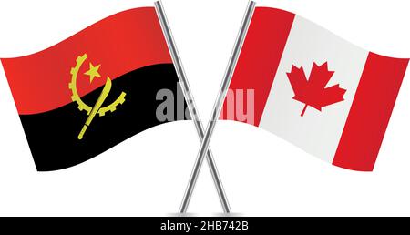 Angola and Canada flags. Vector Illustration. Stock Vector