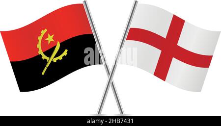 Angola and England flags. Vector Illustration. Stock Vector