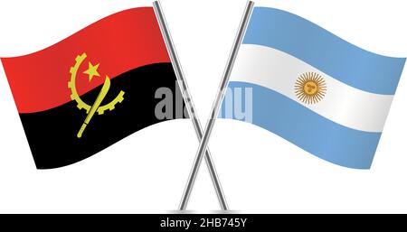 Angola and Argentina flags.vector illustration. Stock Vector