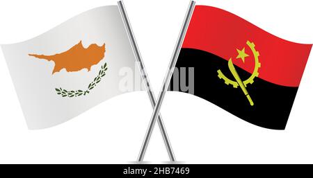 Cyprus and Angola flags. Vector illustration. Stock Vector