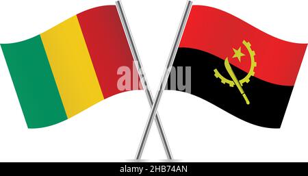 Guinea and Angola flags.Vector illustration. Stock Vector