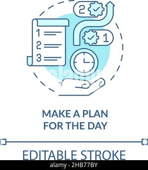 Make plan for day turquoise concept icon Stock Vector