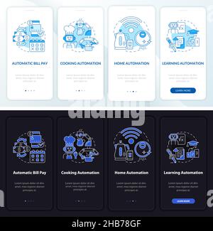 Everyday life automation night, day onboarding mobile app screen Stock Vector