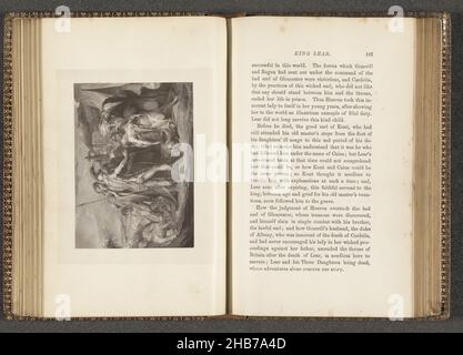 Photoreproduction of a print after a painting by James Barry, depicting a scene from King Lear by William Shakespeare, King Lear, Act V. Scene 3, Shown is King Lear with the body of Cordelia in his hands., maker: anonymous, anonymous, c. 1873 - in or before 1883, paper, height 84 mm × width 116 mm Stock Photo
