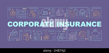 Corporate insurance word concepts violet banner Stock Vector