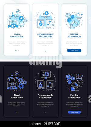 Automation types night and day mode onboarding mobile app screen Stock Vector