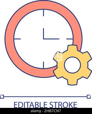 Clock and gear RGB color icon Stock Vector