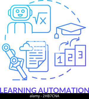Learning automation blue gradient concept icon Stock Vector