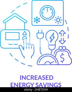 Increased energy savings blue gradient concept icon Stock Vector