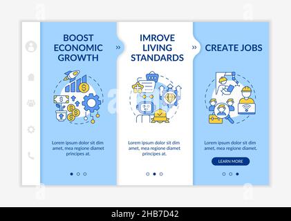Positive automation impact on society white and blue onboarding template Stock Vector