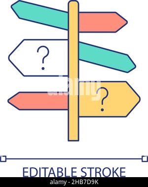 Choosing right direction RGB color icon Stock Vector