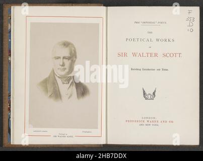 The poetical works of Sir Walter Scott including introduction and notes (title on object), Walter Scott (mentioned on object), publisher: Frederick Warne and Co. (mentioned on object), London, 1890, photographic support, paper, albumen print, stone marbled paper, height 197 mm × width 145 mm × thickness 48 mm Stock Photo