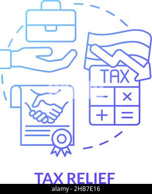 Tax relief blue gradient concept icon Stock Vector