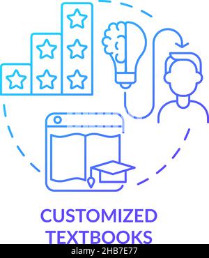 Customized textbooks blue gradient concept icon Stock Vector