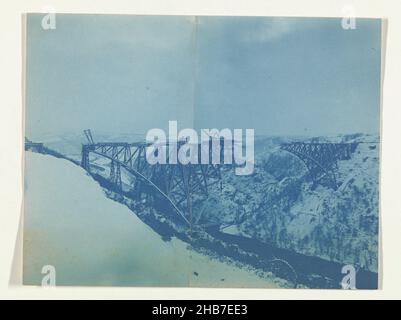 Construction of the Viaur Viaduct in France by the Societé de Construction des Battignolles, February 2, 1902, anonymous, France, 2-Feb-1902, photographic support, cyanotype, height 166 mm × width 217 mm Stock Photo