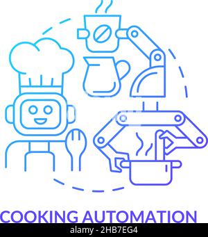Cooking automation blue gradient concept icon Stock Vector