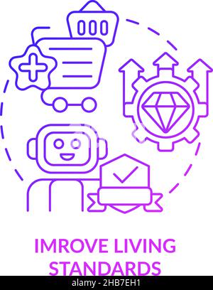 Improve living standards purple gradient concept icon Stock Vector