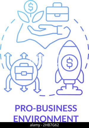 Pro-business environment blue gradient concept icon Stock Vector