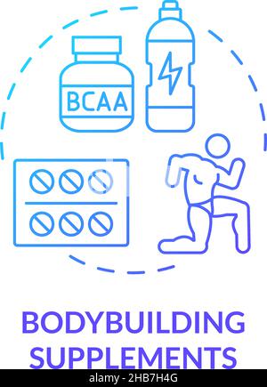 Bodybuilding supplements blue gradient concept icon Stock Vector
