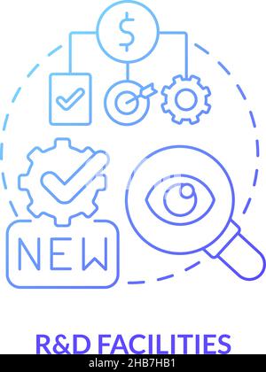 Research and development facilities blue gradient concept icon Stock Vector