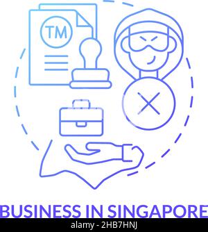 Business in Singapore blue gradient concept icon Stock Vector