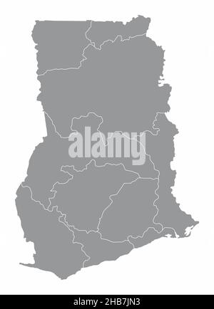 Ghana administrative map isolated on white background Stock Vector