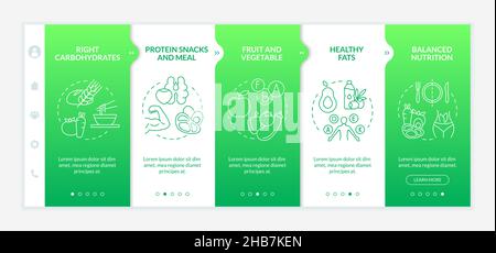 Right food for exercises green gradient onboarding template Stock Vector