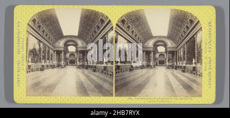 Interior of the Gallery of Battles in the Palace of Versailles, Perspective de la Galerie des Batailles (title on object), Imperial Residences (series title), Ernest Eléonor Pierre Lamy (mentioned on object), Kasteel van Versailles, c. 1860 - c. 1880, cardboard, albumen print, height 85 mm × width 170 mm Stock Photo