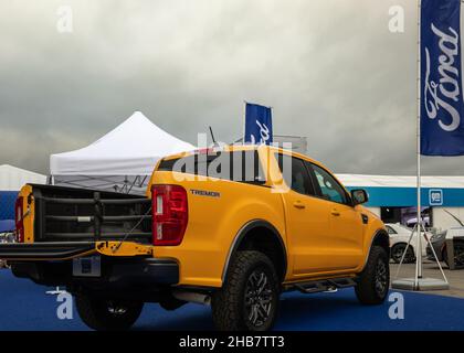 PONTIAC, MI/USA - SEPTEMBER 22, 2021: A 2021 Ford Ranger Lariat Tremor SuperCrew truck at Motor Bella, at the M1 Concourse, near Detroit, Michigan. Stock Photo